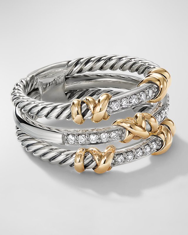 Helena Ring with Diamonds and 18K Gold in Silver, 12mm