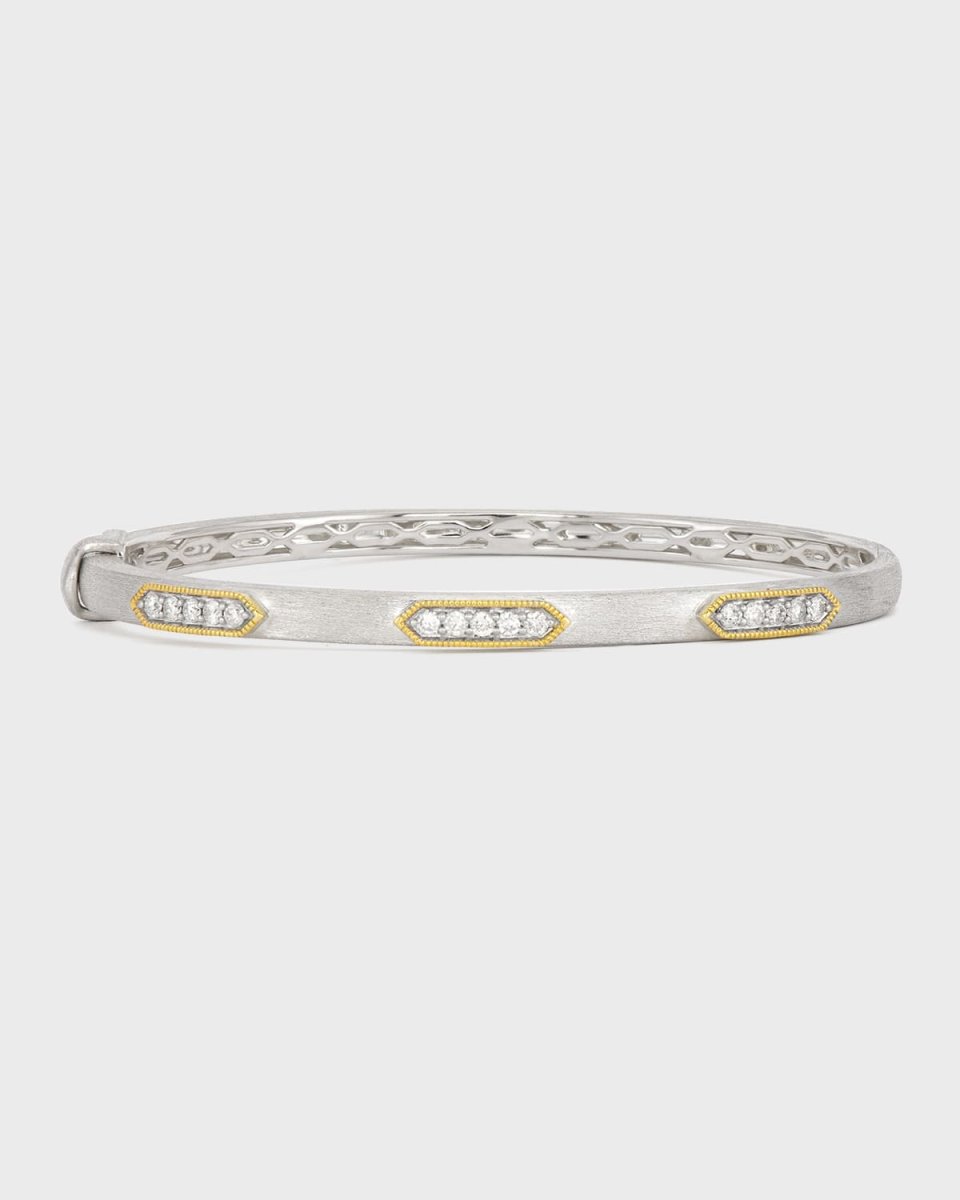 Mixed Metal Provence 3-Station Diamond Hex Bangle