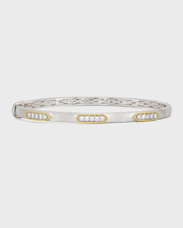 Mixed Metal Provence 3-Station Diamond Hex Bangle