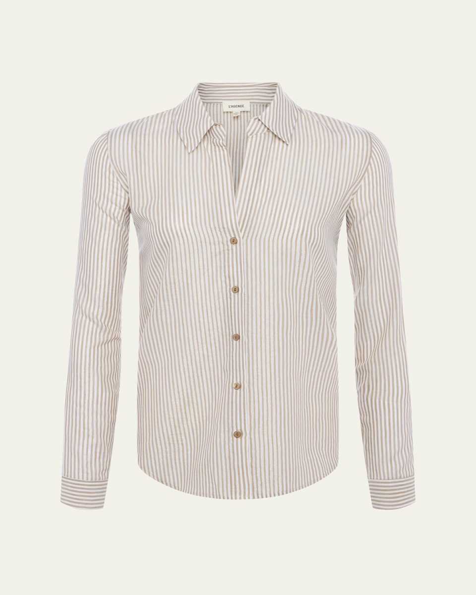 Laurent Striped Button-Front Blouse