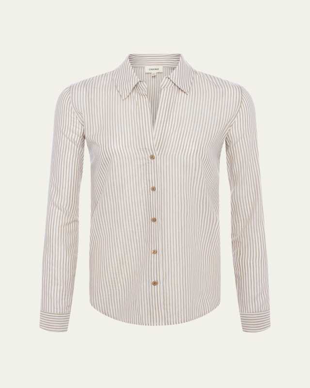 Laurent Striped Button-Front Blouse