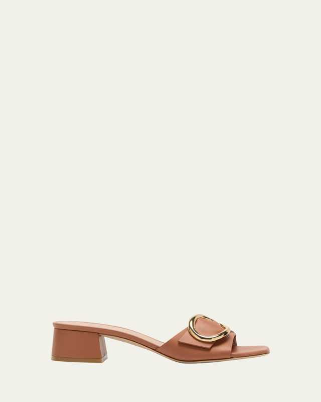 Benni Calfskin Buckle Mule Sandals