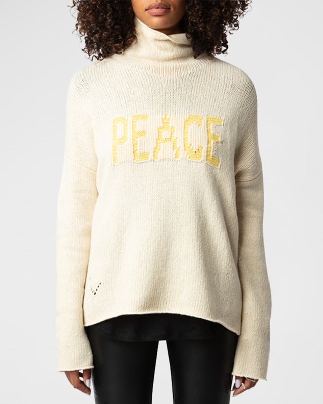 Almy Peace Intarsia Wool Turtleneck Sweater