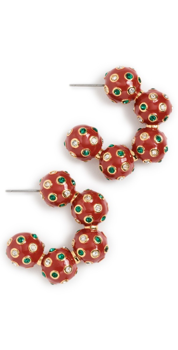 Lele Sadoughi Beaded Hoop Earrings Merlot