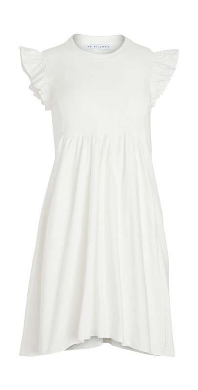 English Factory Knit Poplinixed Dress White