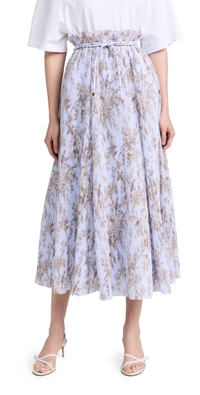 Zimmermann Pleated Midi Skirt Blue Mockingbird