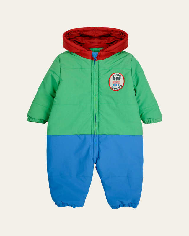 Goy's Colorblock Logo-Patch Hooded Coverall, Size 9M-24