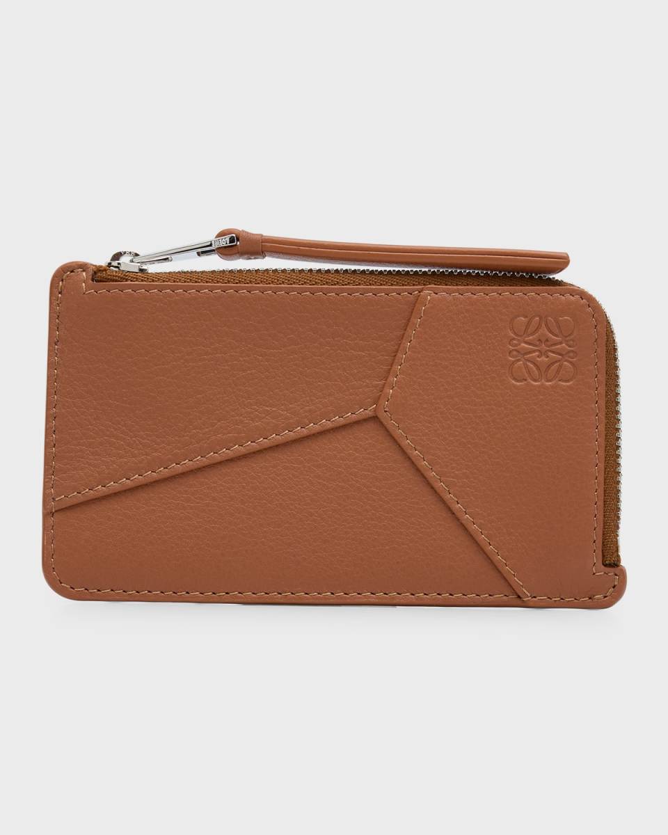 Puzzle Edge Zip Card Case in Leather