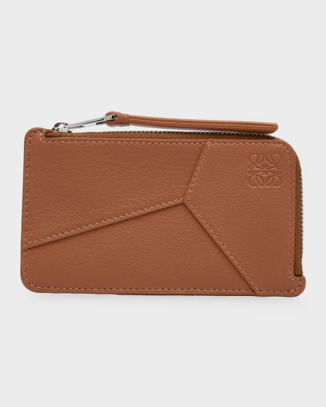 Puzzle Edge Zip Card Case in Leather