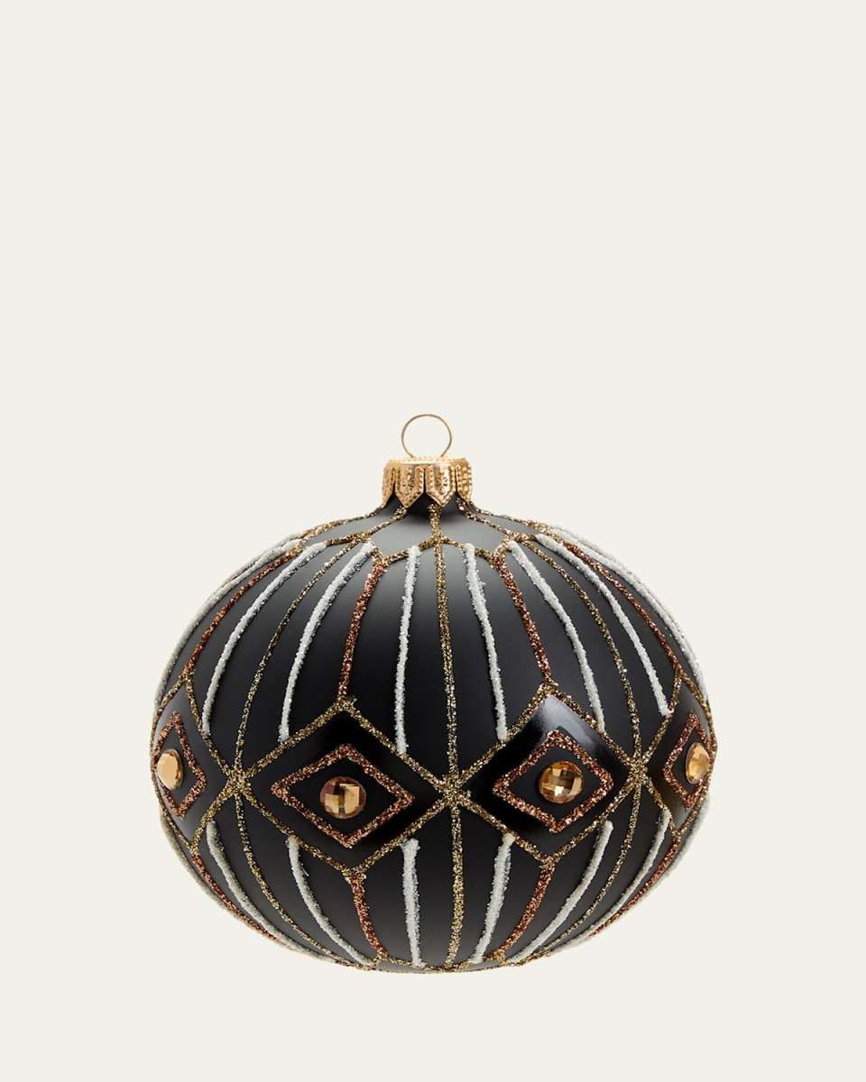 Matte Black Glitter Deco Christmas Ornament