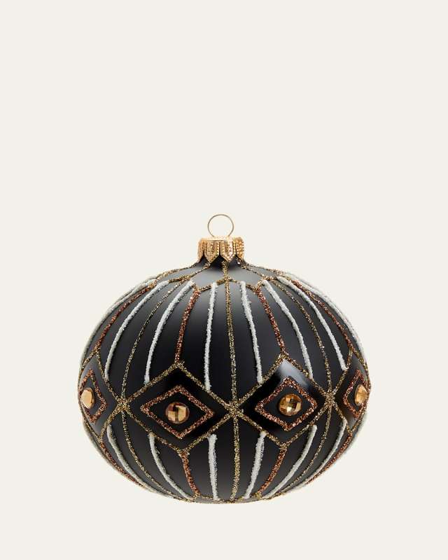 Matte Black Glitter Deco Christmas Ornament