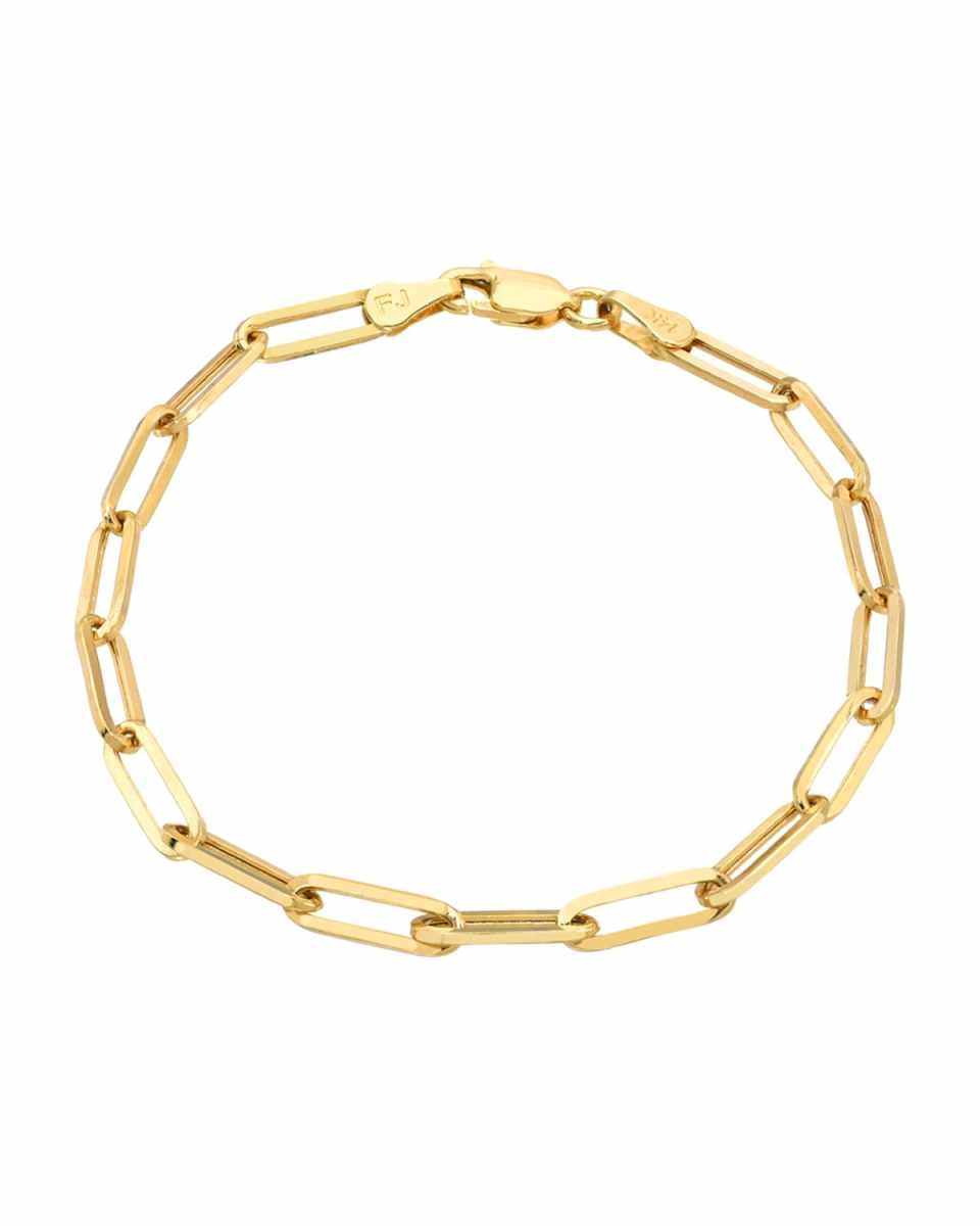 14k Gold Large Paper Clip Chain Bracelet