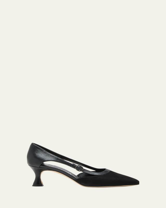 Ahad Mixed Leather Buckle Pumps