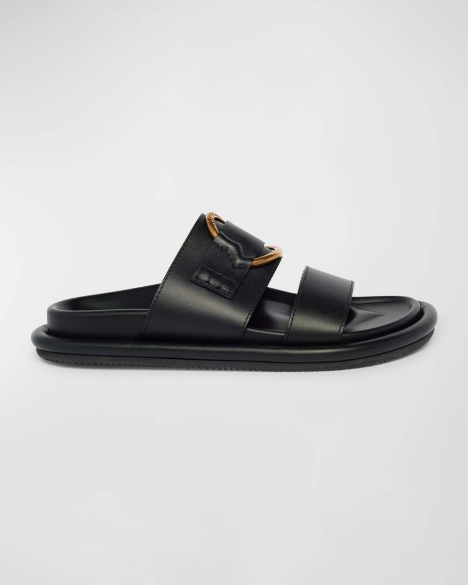 Bell Calfskin Logo Slide Sandals