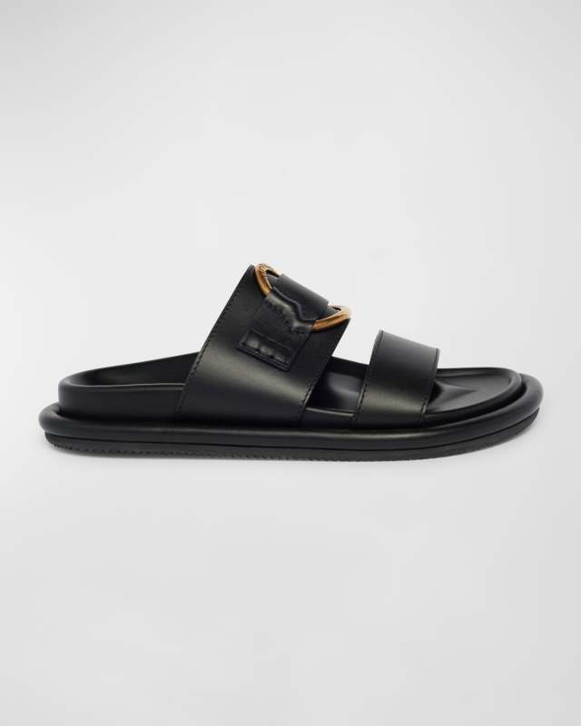 Bell Calfskin Logo Slide Sandals