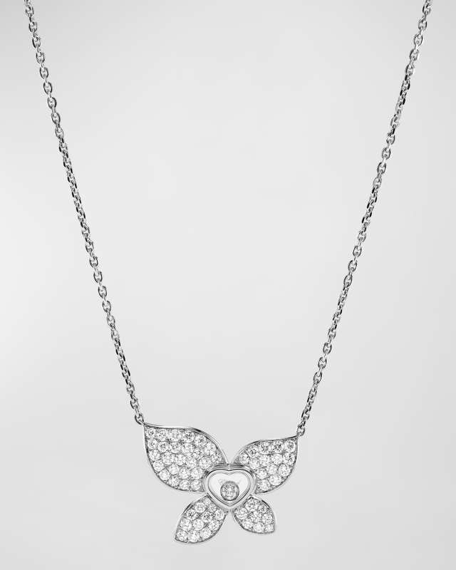 Happy Butterfly 18K White Gold Diamond Pendant Necklace