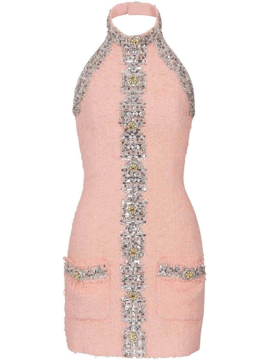 crystal-embelished halterneck dress