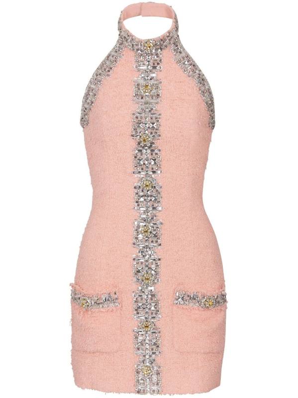 crystal-embelished halterneck dress
