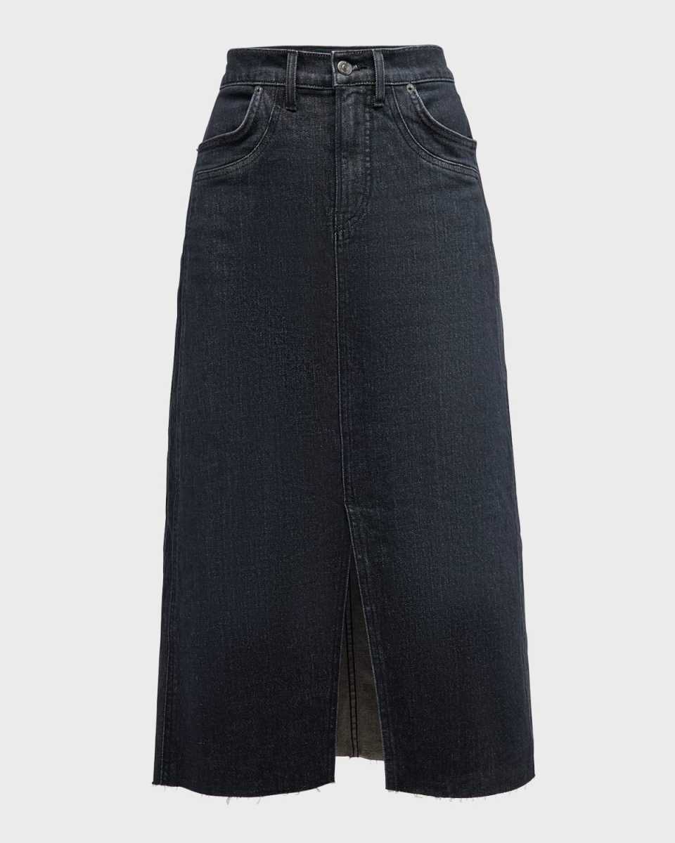 Victoria Denim Midi Skirt with Double Pockets