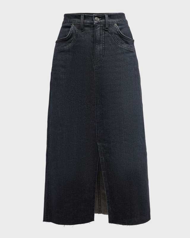 Victoria Denim Midi Skirt with Double Pockets