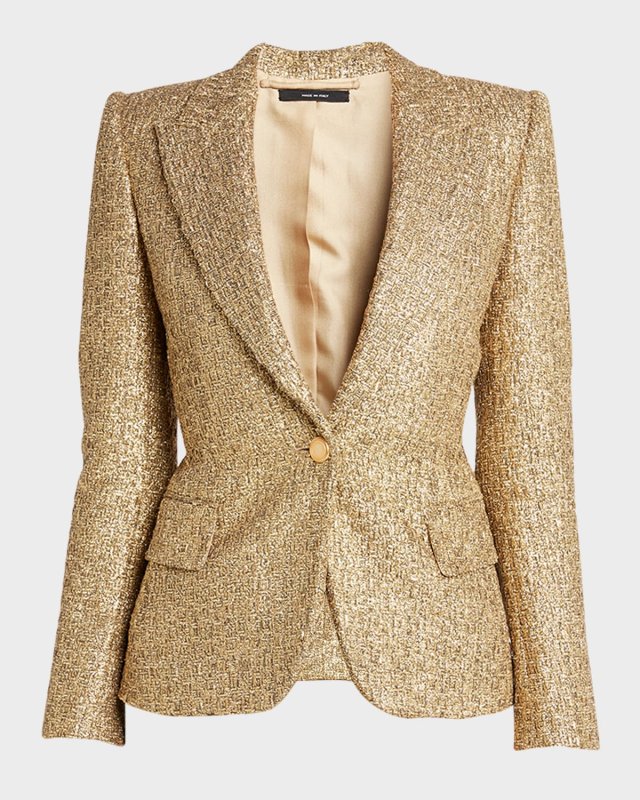 Metallic Tweed Blazer Jacket