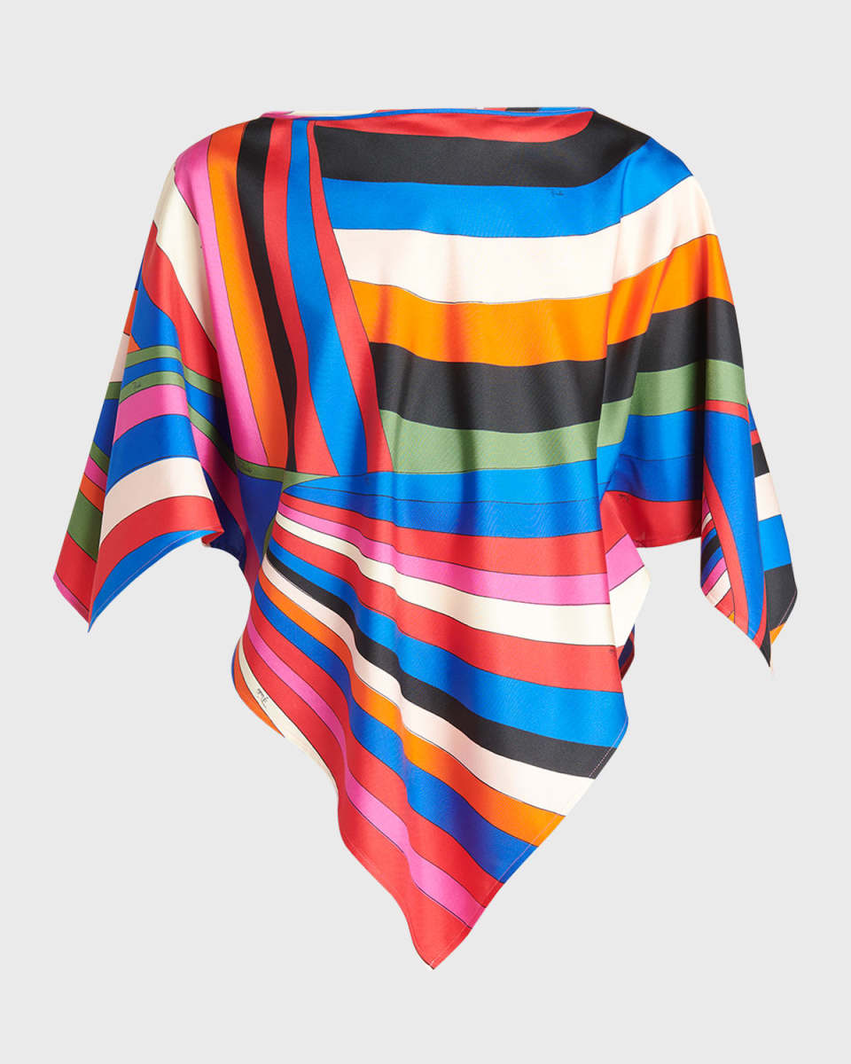 Abstract-Print Silk Scarf Blouse