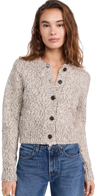 FRAME Marl Cardi Sweater Cream Multi