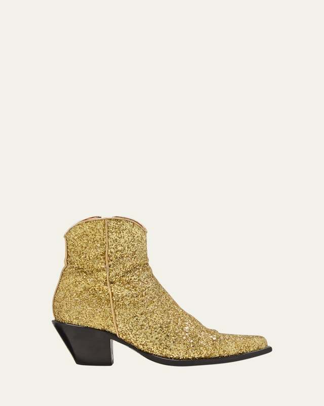Skinny Glitter Zip Cowboy Ankle Booties