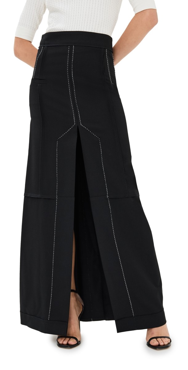 Victoria Beckham Deconstructed Floor Length Skirt Black
