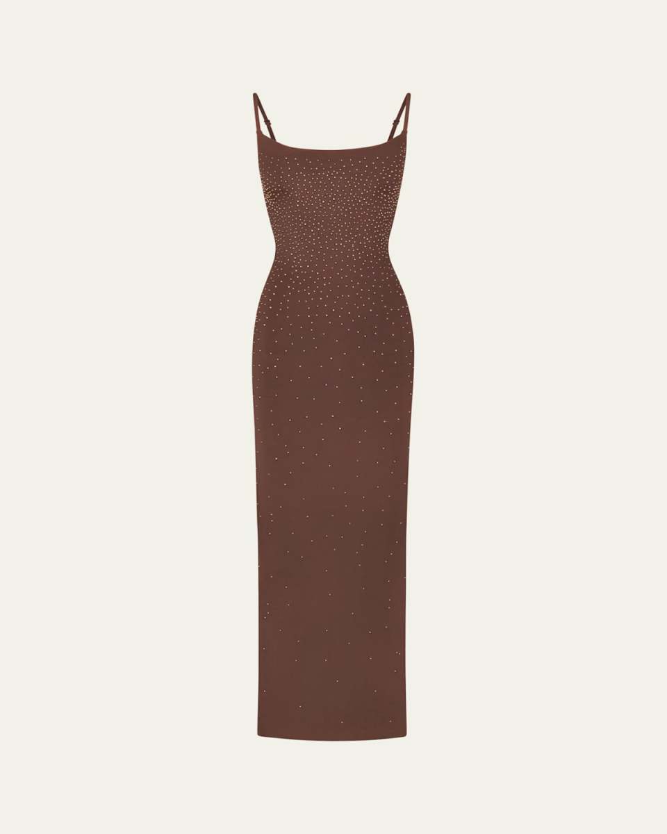 Jelly Sheer Crystal-Embellished Cami Maxi Dress