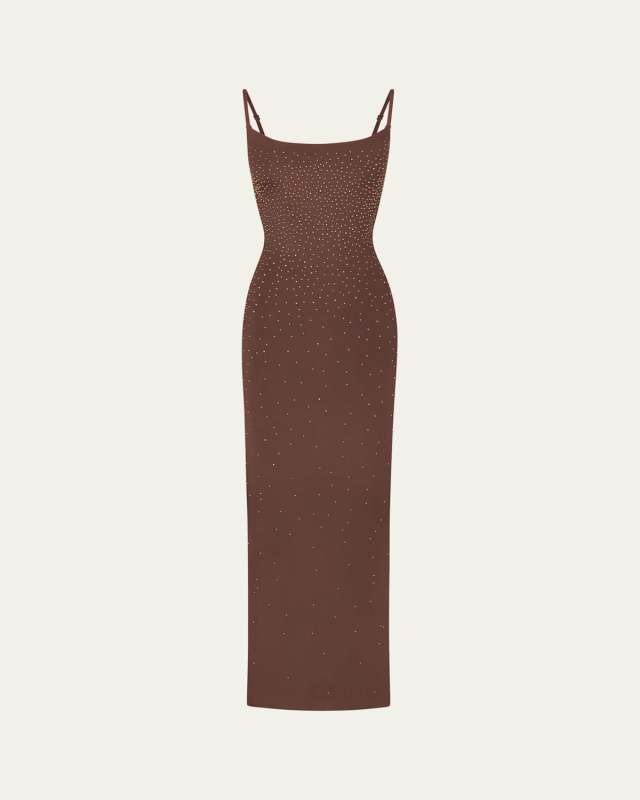 Jelly Sheer Crystal-Embellished Cami Maxi Dress