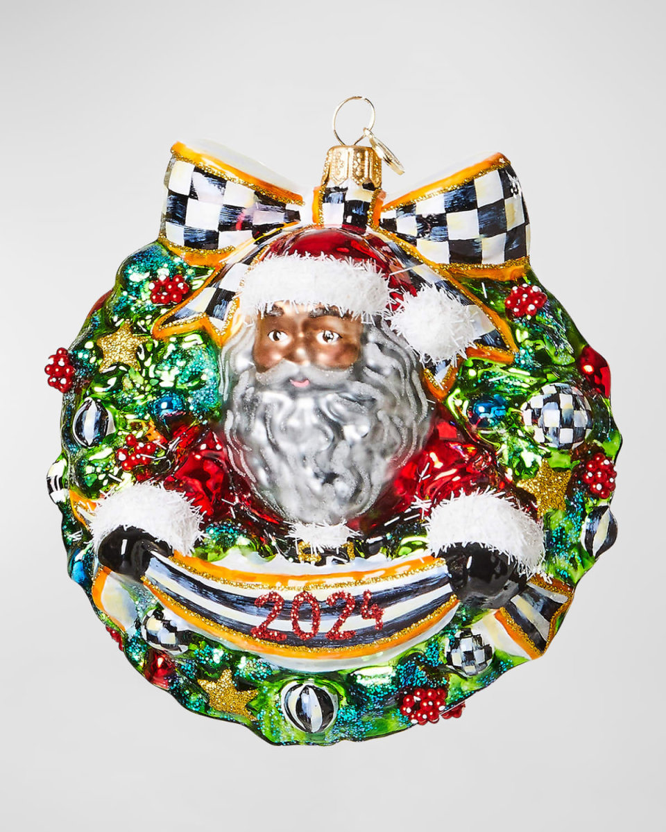 2024 Santa Glass Wreath Christmas Ornament