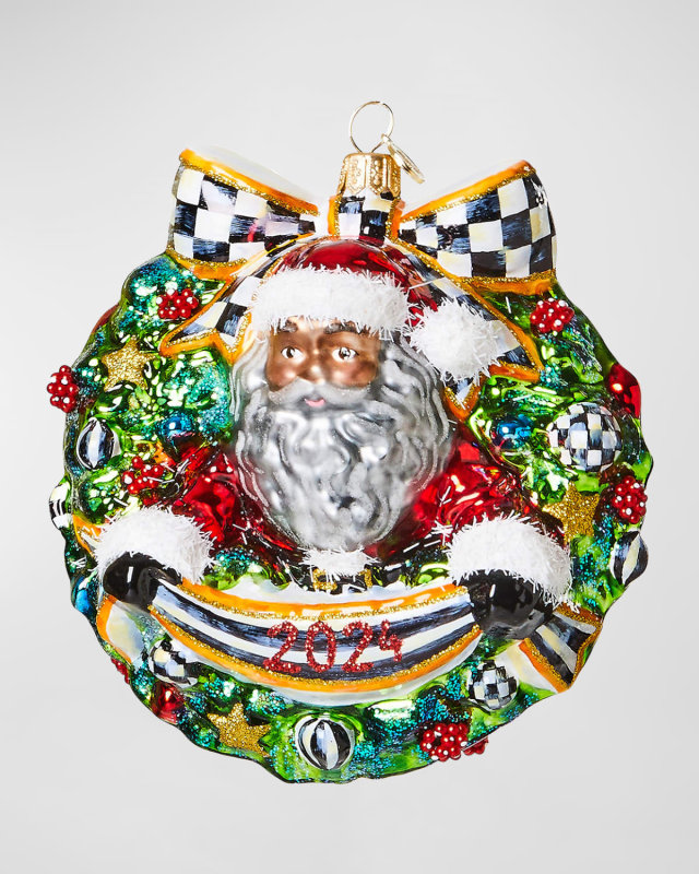 2024 Santa Glass Wreath Christmas Ornament
