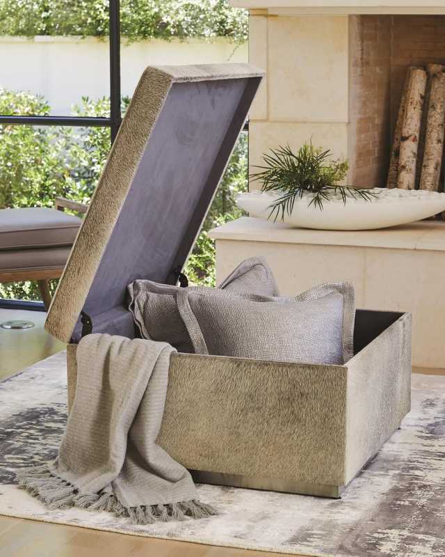Metro Hair-On-Hide Storage Ottoman