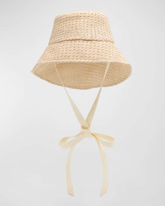 Ally Woven Packable Bucket Hat with Organza Straps