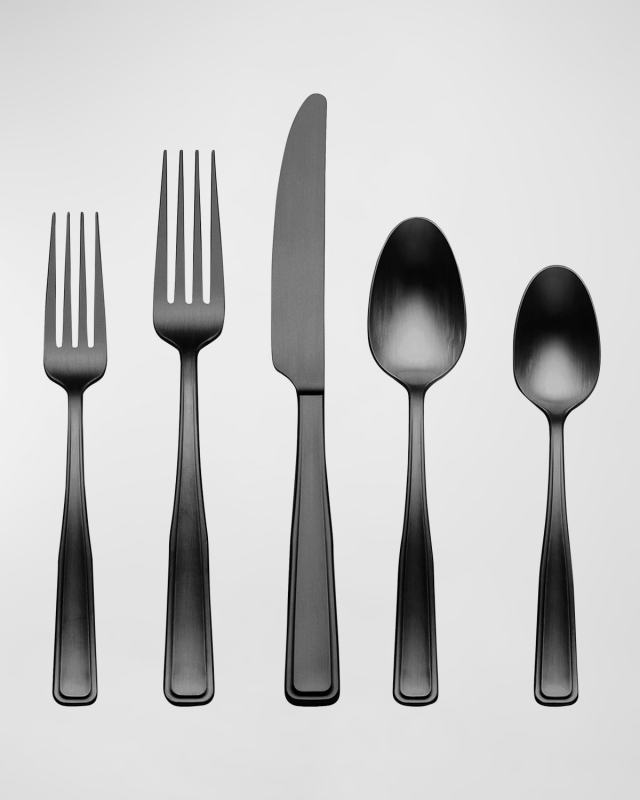 Reid Vintage-Style Black Tumbled 20-Piece Flatware Set