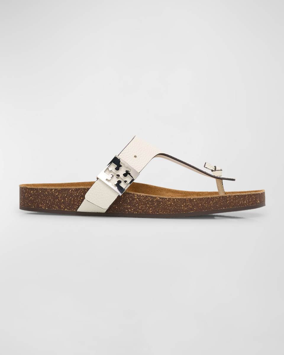 Mellow Leather Buckle Thong Sandals