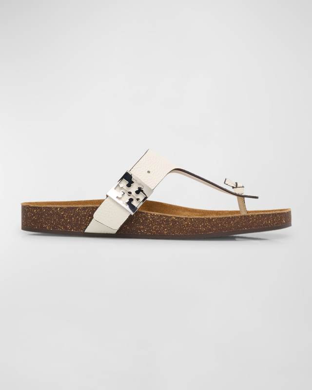 Mellow Leather Buckle Thong Sandals