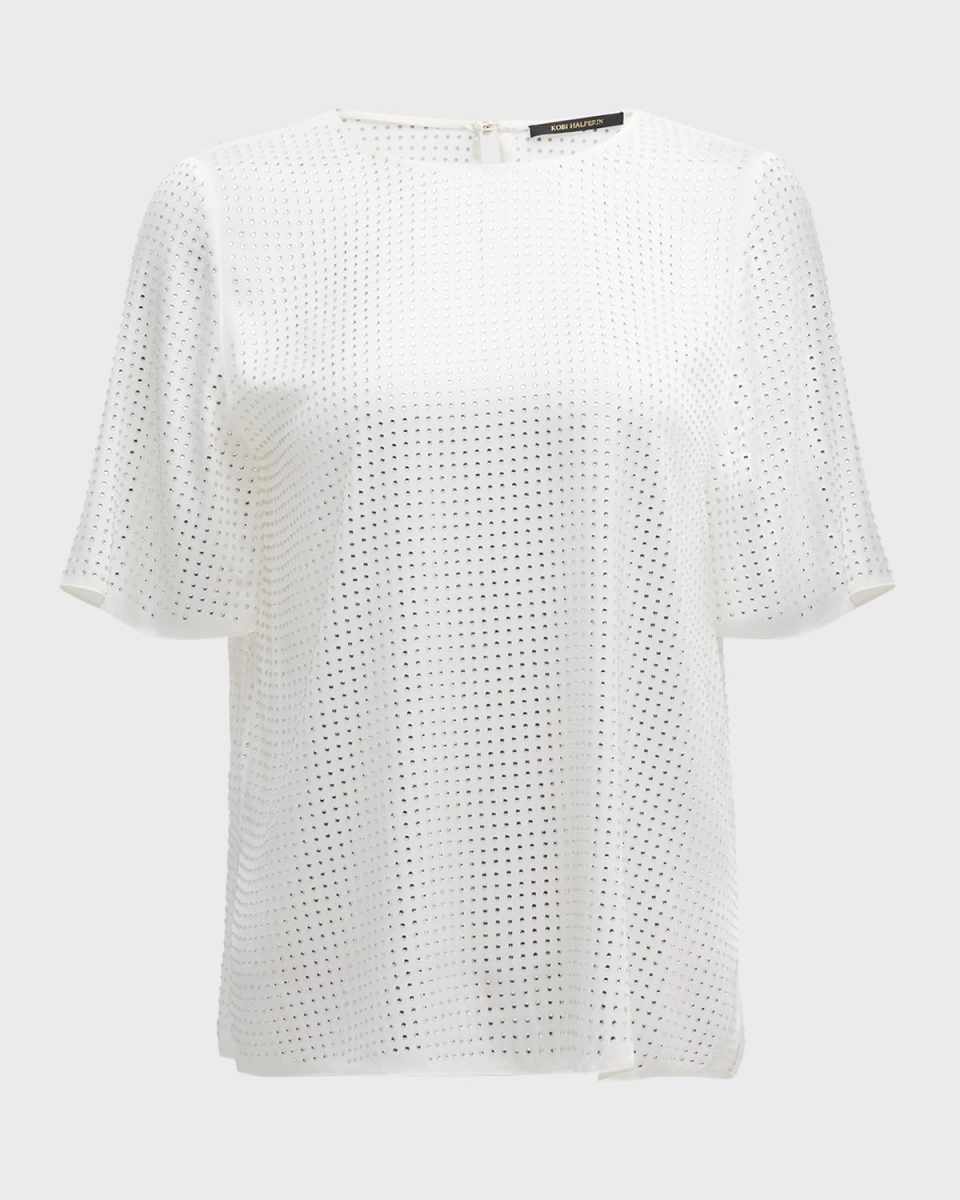 Nadia Crewneck Rhinestone Blouse