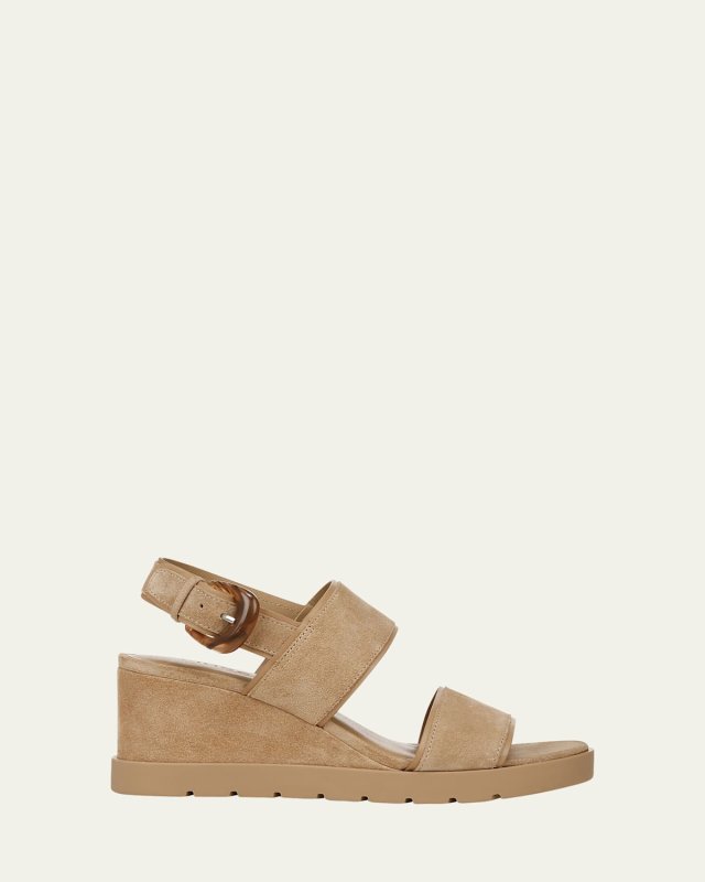 Roma Suede Wedge Slingback Sandals