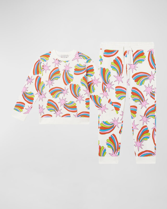 Girl's Shooting Stars-Print Two-Piece Tracksuit, Size 4-8