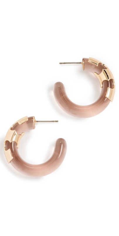 Tory Burch Resin Hoop Earrings Tory Gold/Lilac