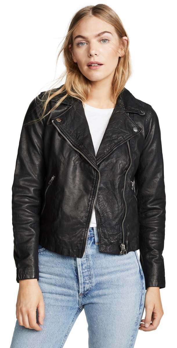 Madewell Washed Leather Motorcycle Jacket True Black