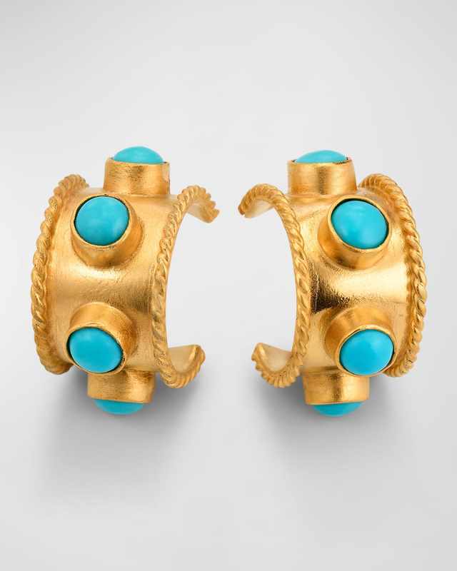 Turquoise Huggie Hoop Earrings