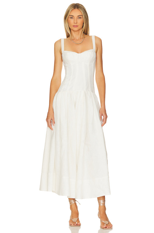 NICHOLAS Makenna Drop Waist Corset Midi Dress