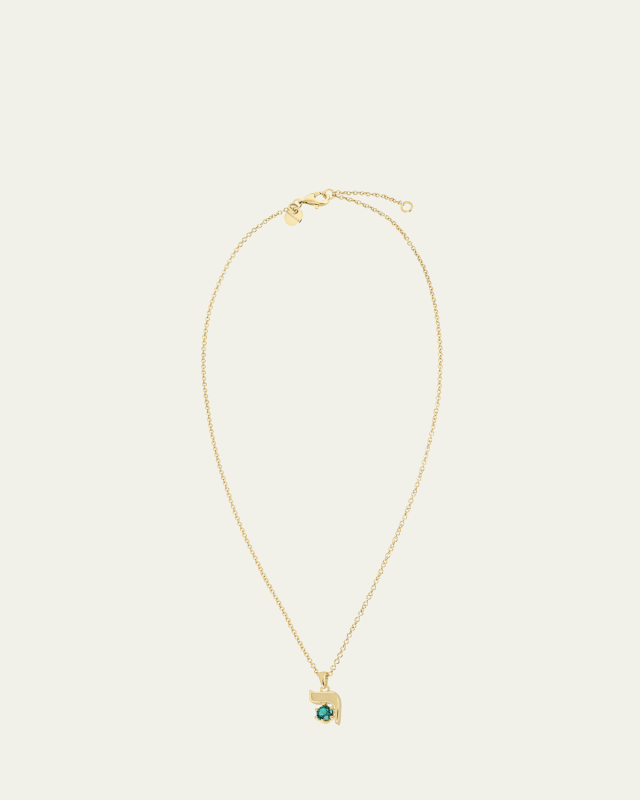 18K Gold Hebrew RESH Initial Necklace