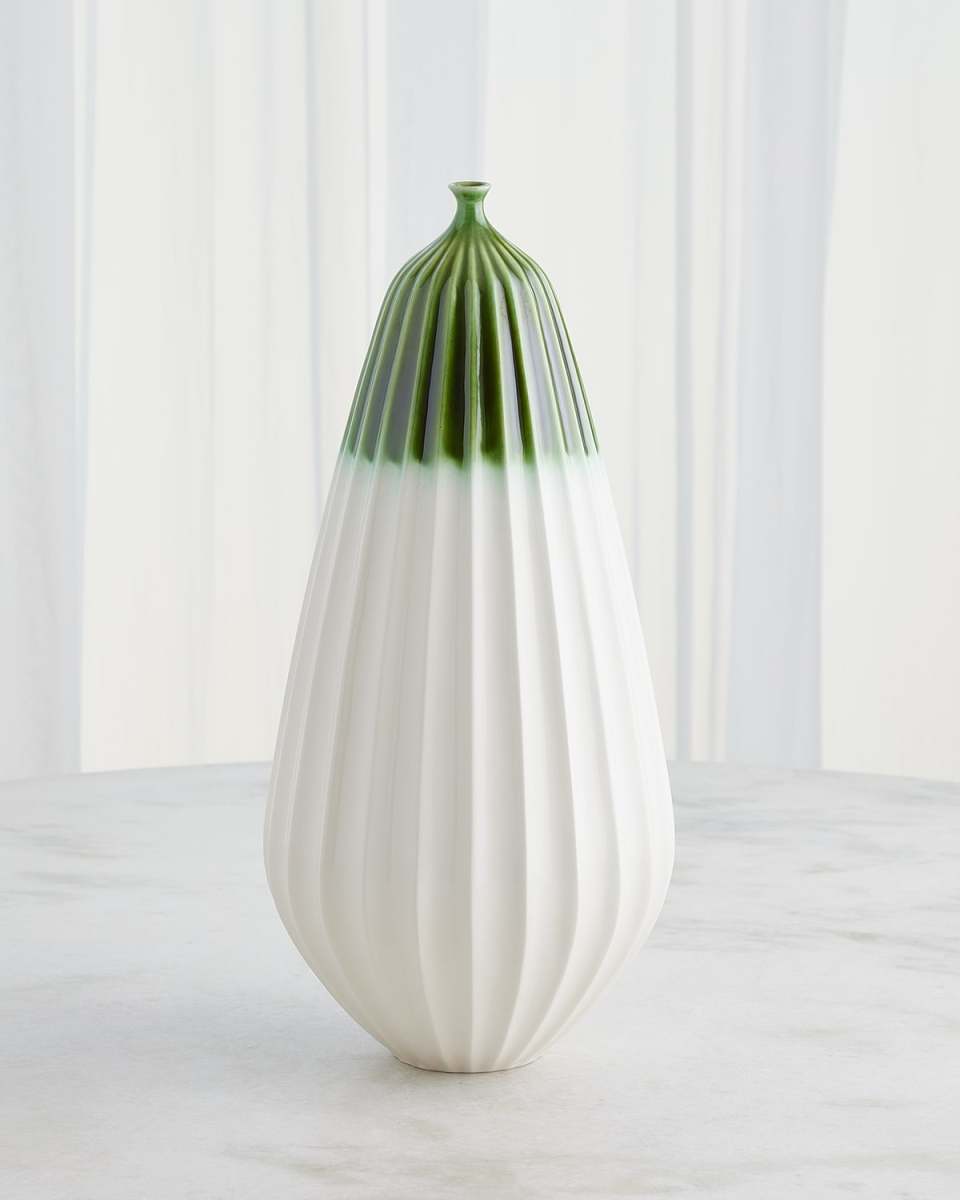 Furrow Emerald Vase, 20"