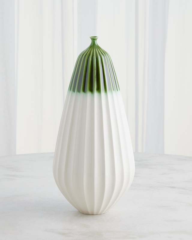 Furrow Emerald Vase, 20"