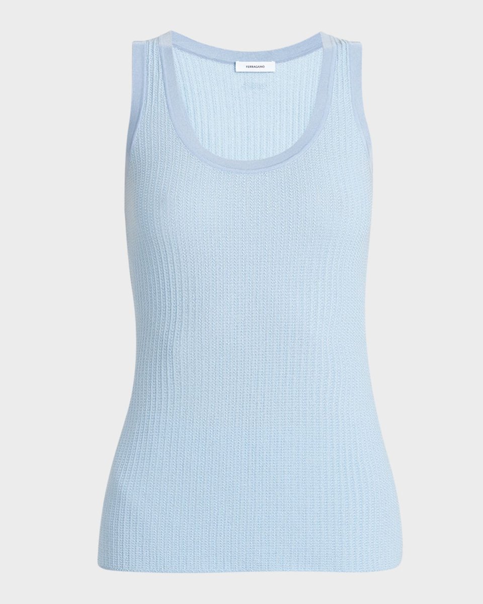 Cotton Silk Micro Jacquard Tank Top