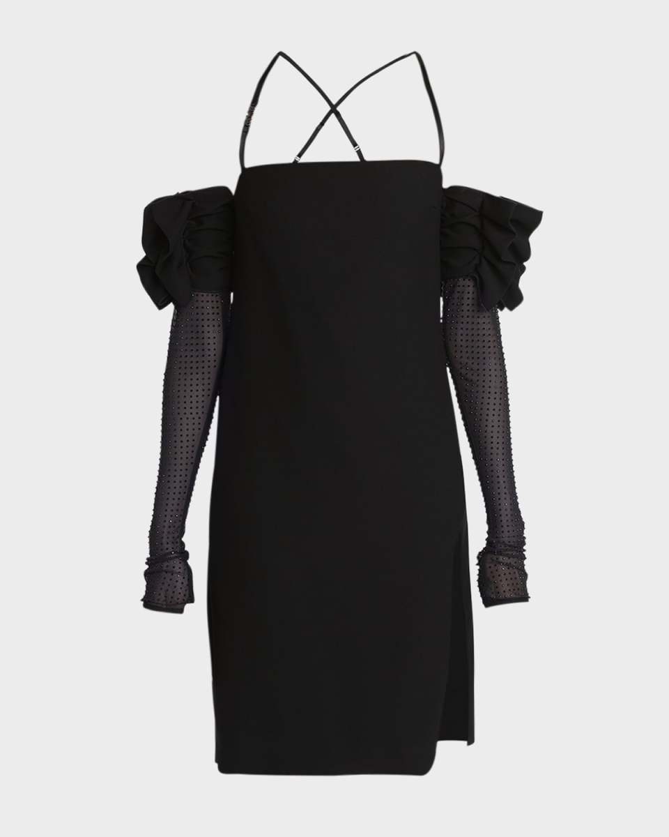Embellished Off-The-Shoulder A-Line Dress
